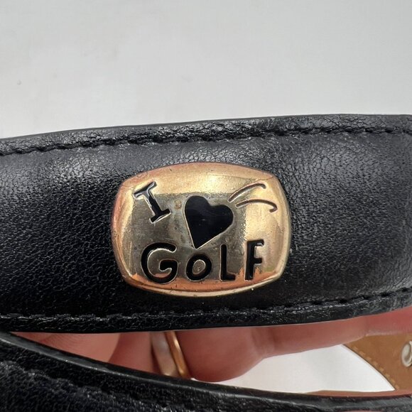 Brighton Black Leather Belt Silver Golf Charms Size M/30 - Picture 5 of 7